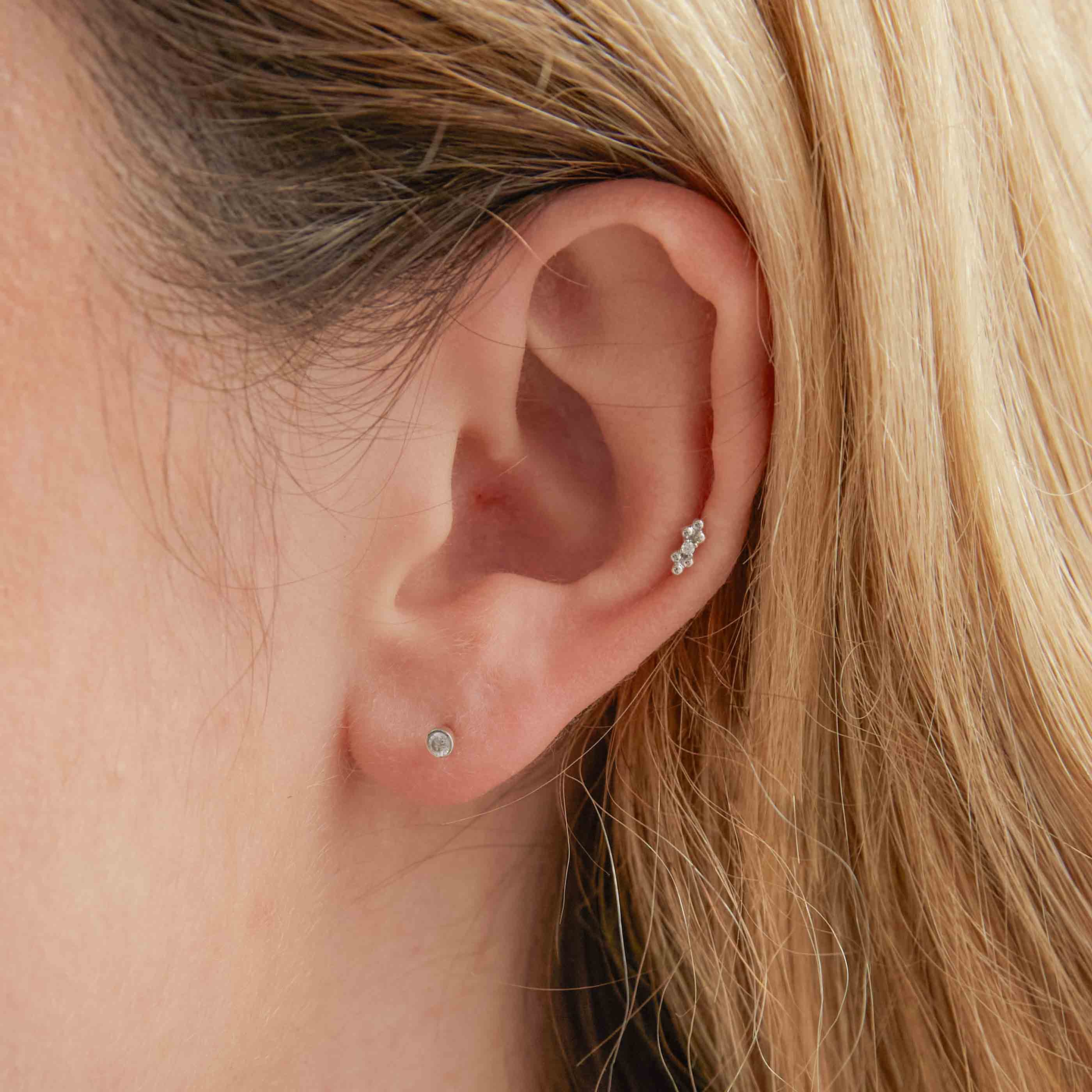 Topaz Gem Piercing Stud in Solid White Gold - Image 2