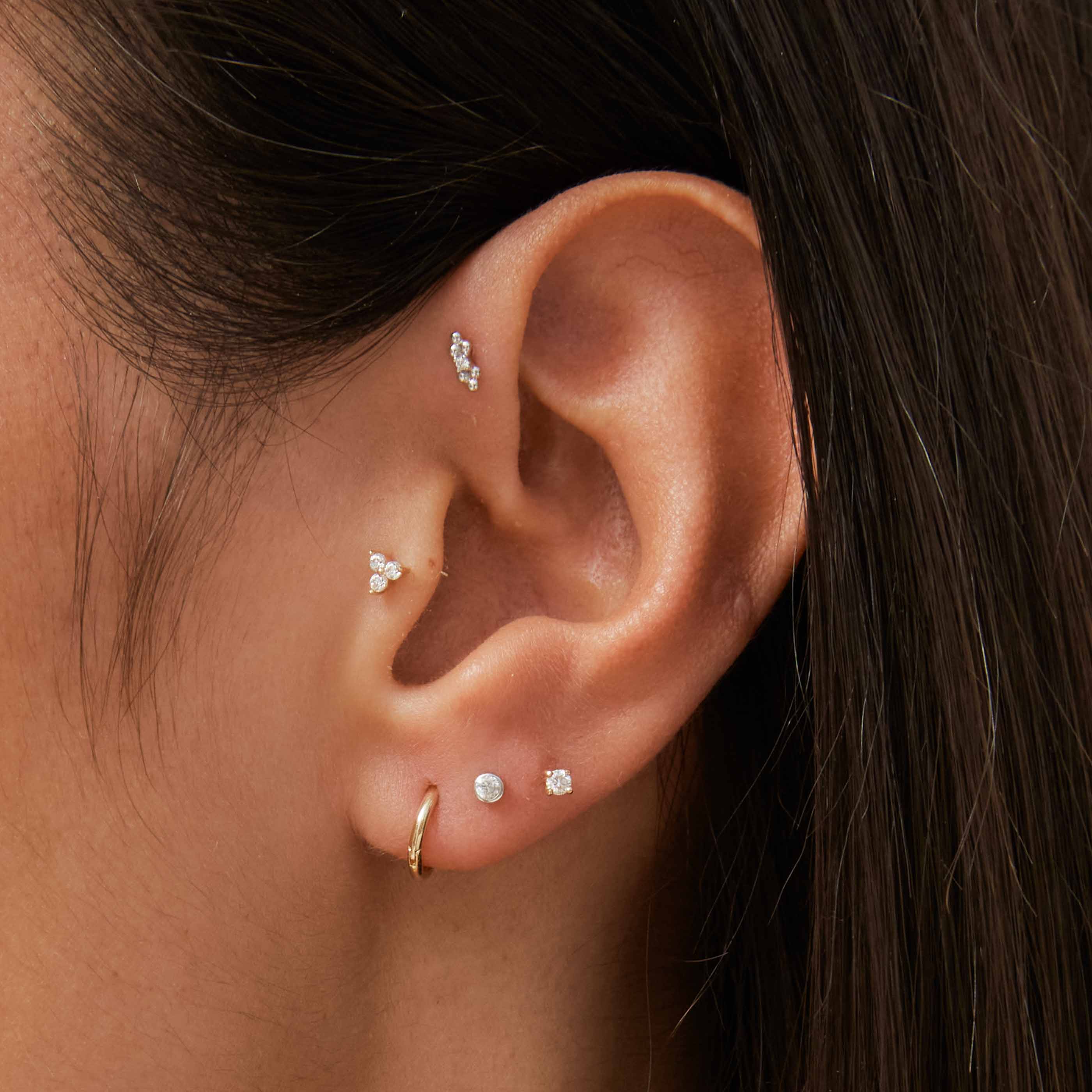 Topaz Gem Piercing Stud in Solid White Gold - Image 4