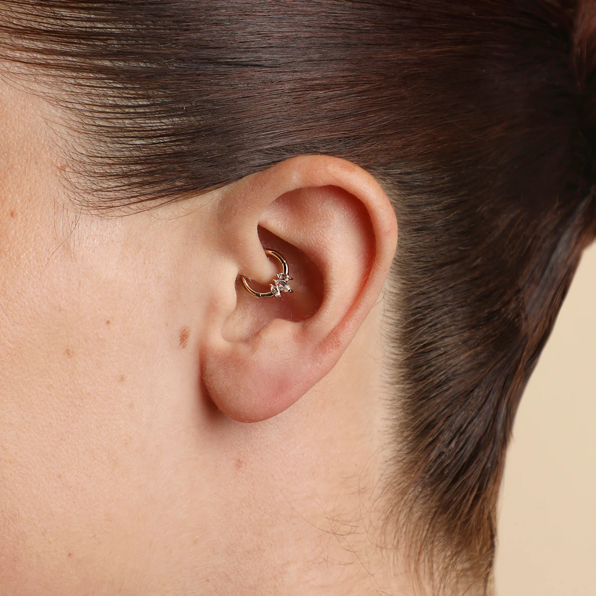 Topaz Marquise Fan Daith Hoop in Solid Gold - Image 2