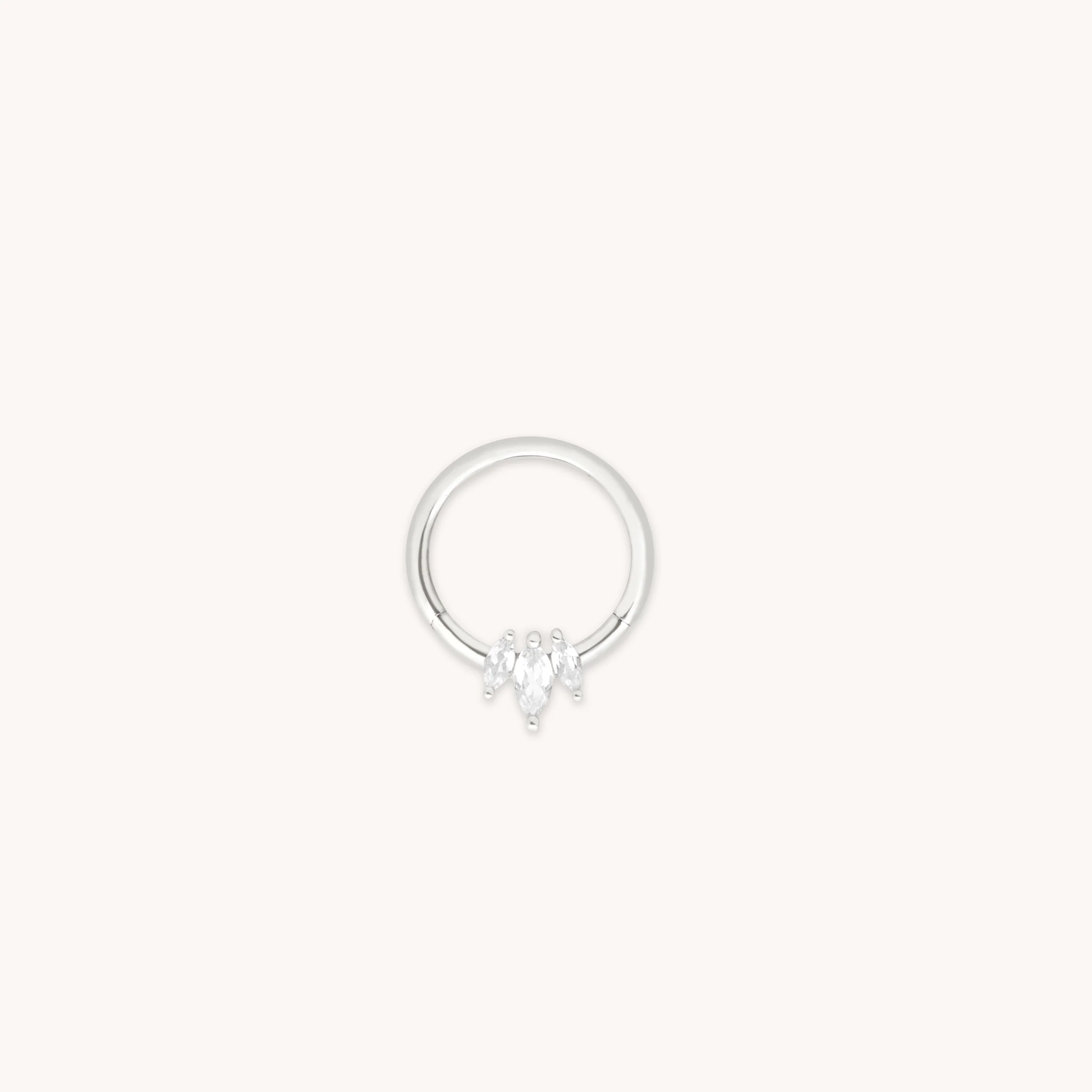 Topaz Marquise Fan Daith Hoop in Solid White Gold