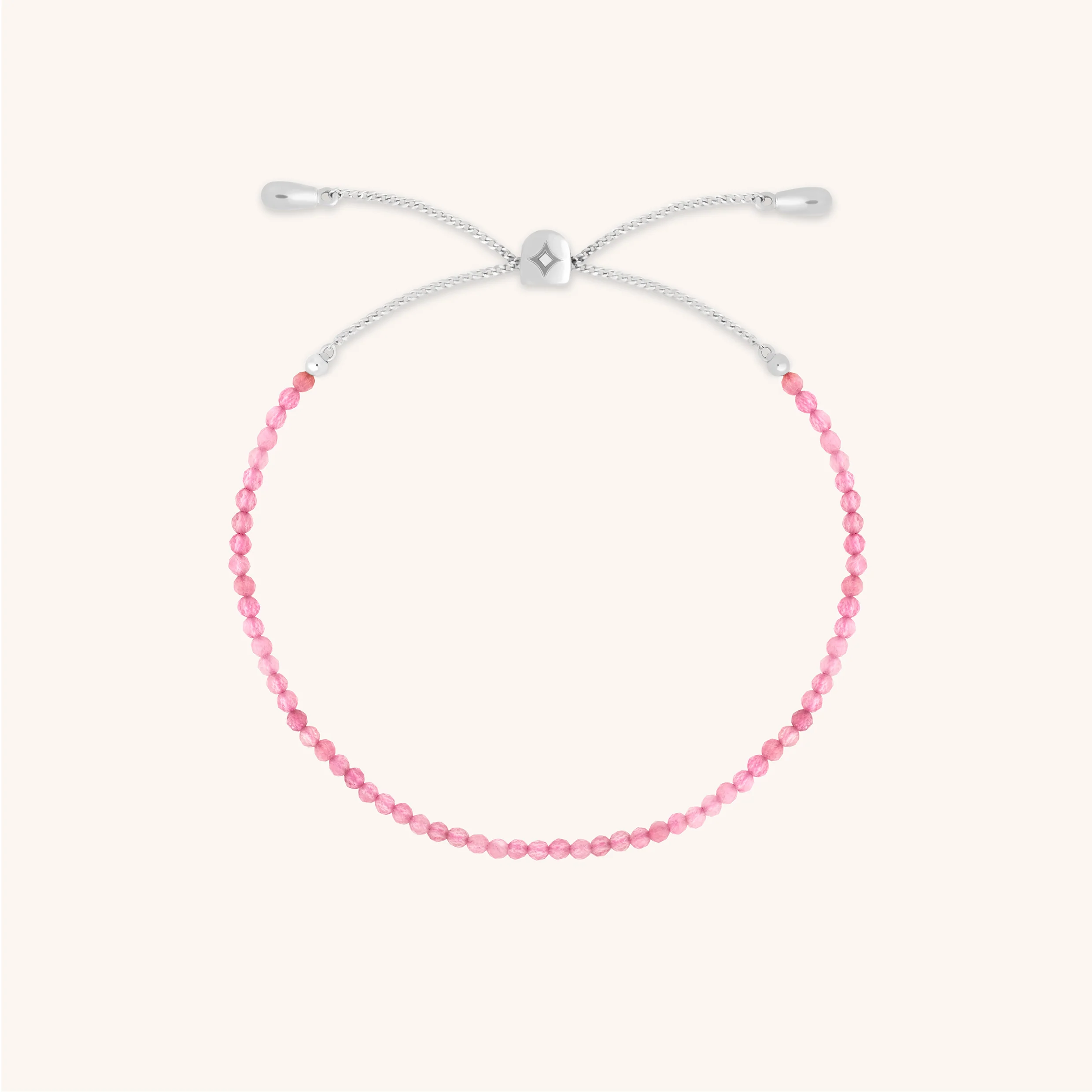 Tourmaline October Beaded Bracelet in Solid White Gold