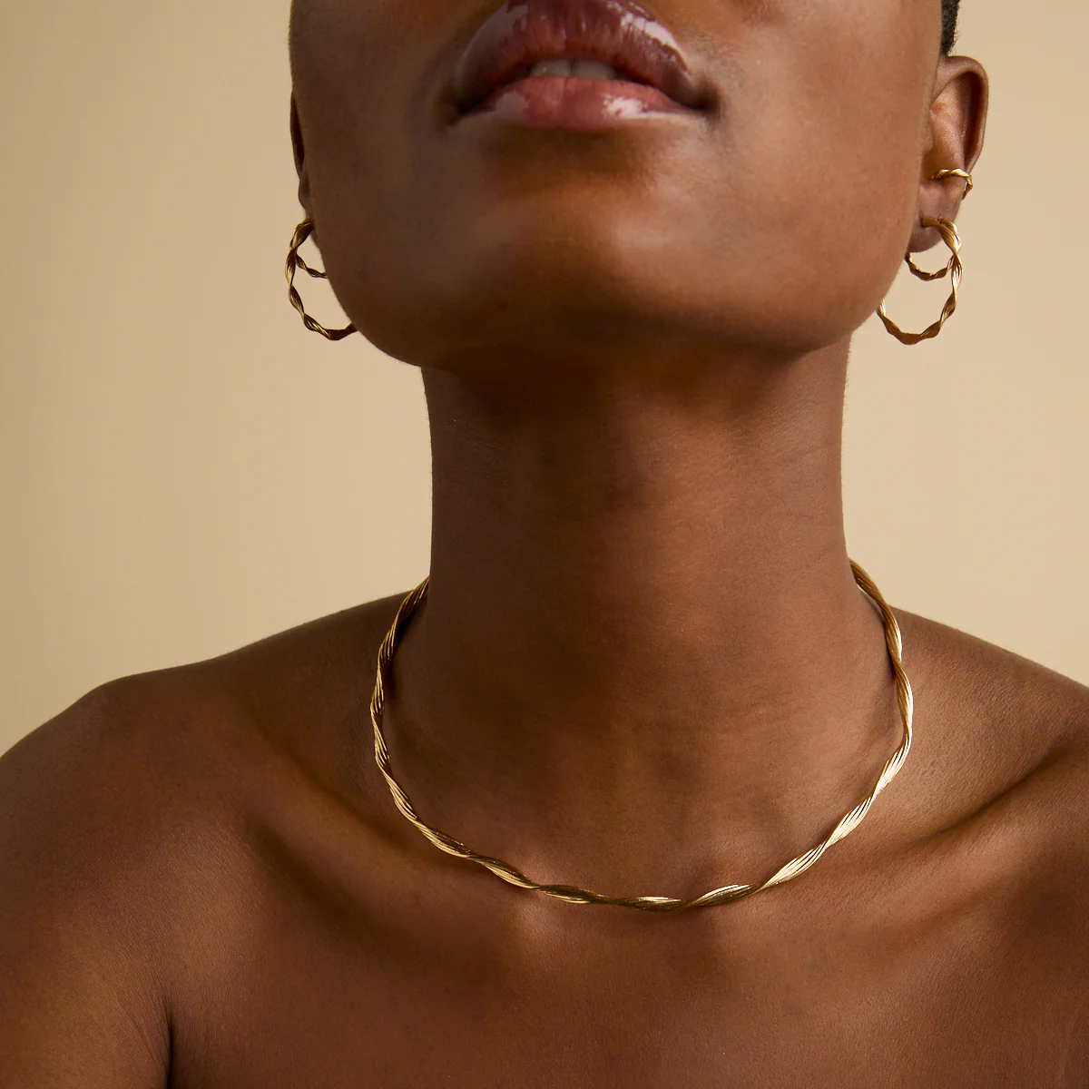 Twist Large Hoops in Gold - Image 4