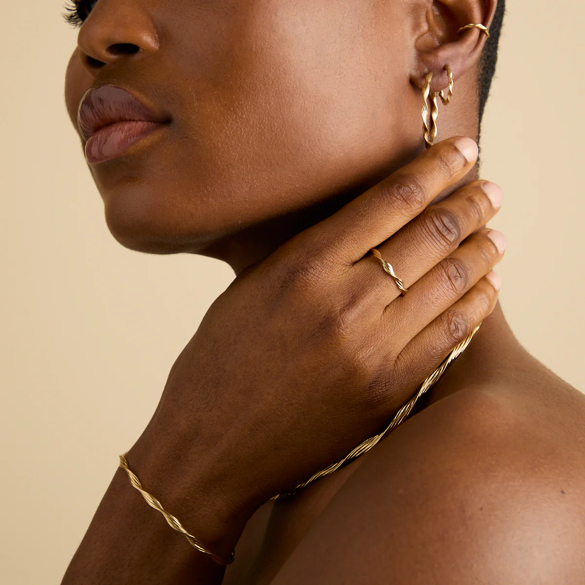 Twist Large Hoops in Gold - Image 5