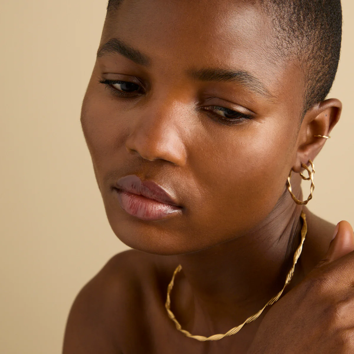 Twist Large Hoops in Gold - Image 6