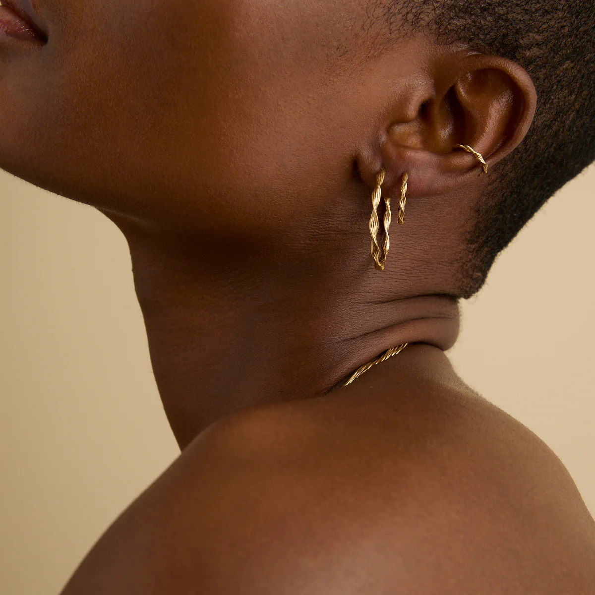 Twist Small Hoops in Gold - Image 4