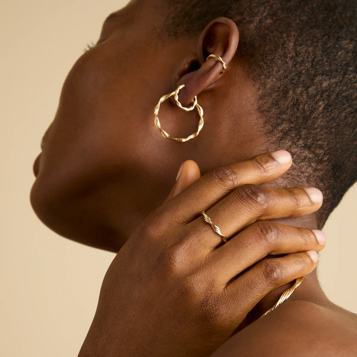 Twist Small Hoops in Gold - Image 5