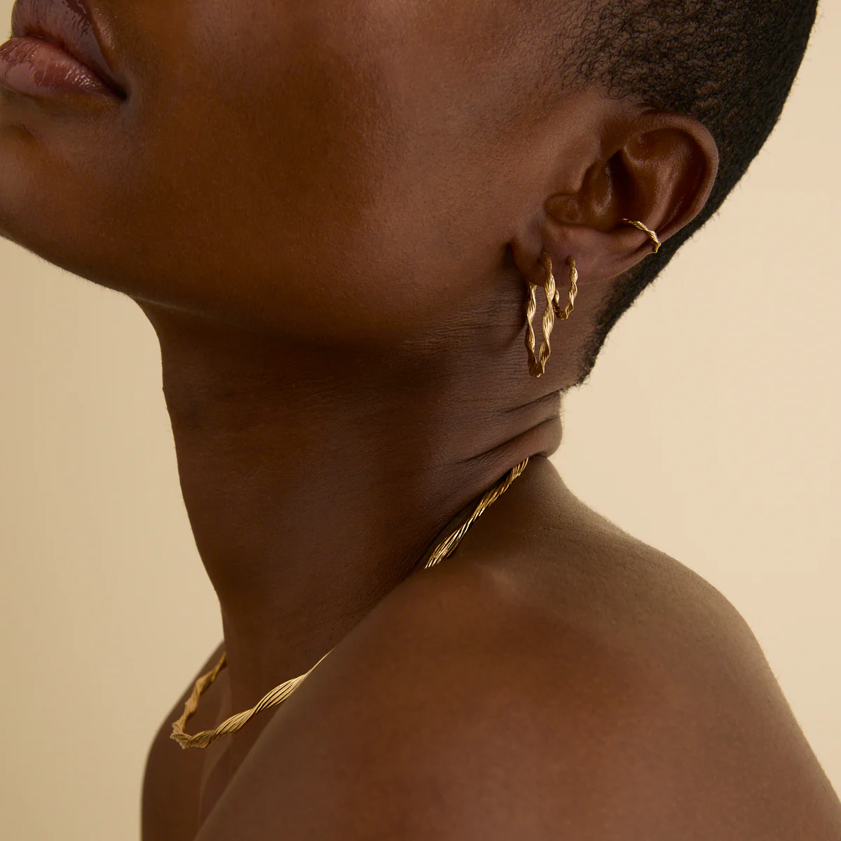 Twist Small Hoops in Gold - Image 6