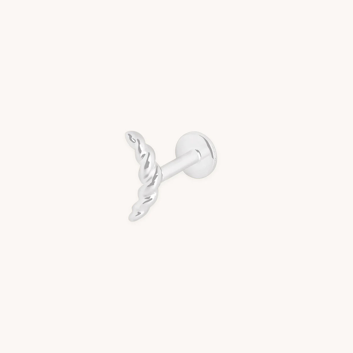 Twisted Rope Curved Piercing Stud in Solid White Gold