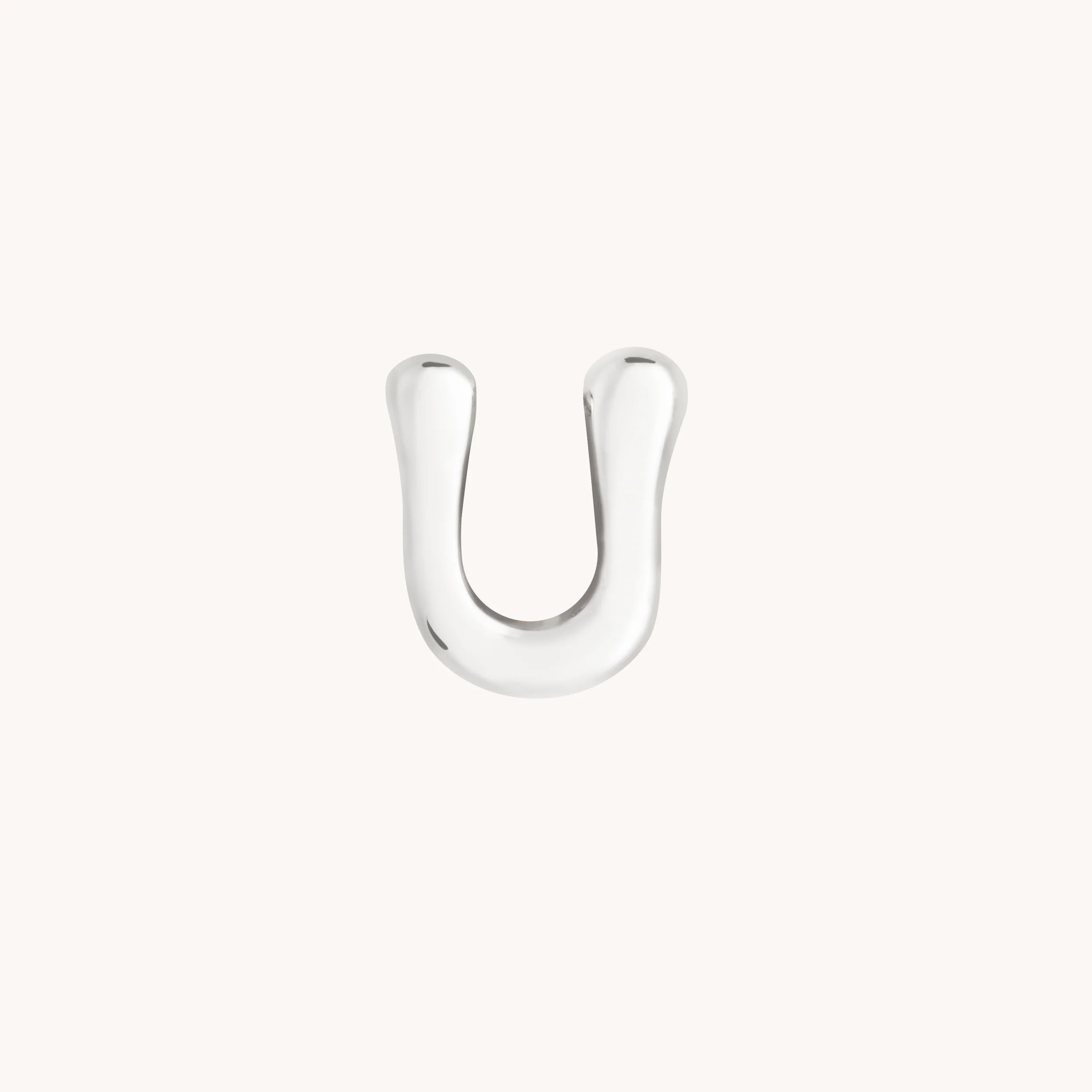 U Initial Click Charm in Solid White Gold