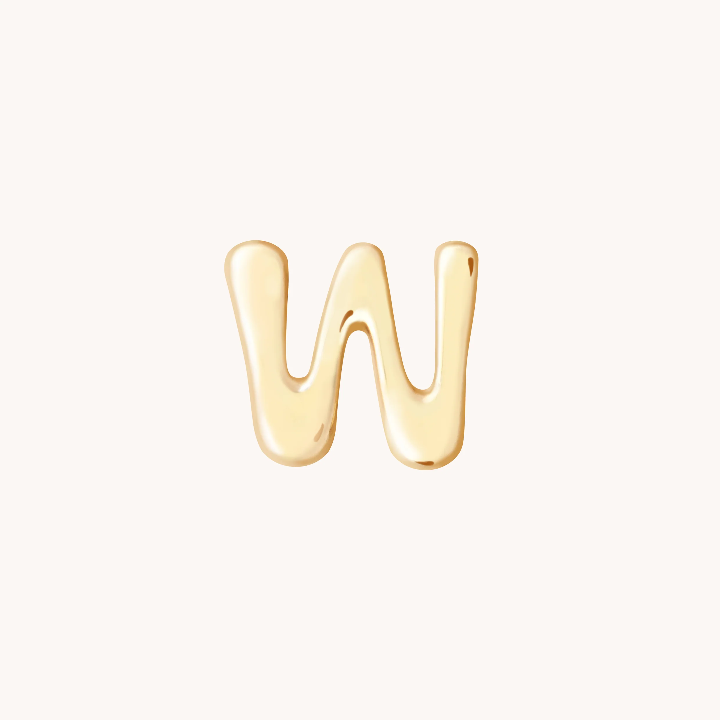W Initial Click Charm in Solid Gold