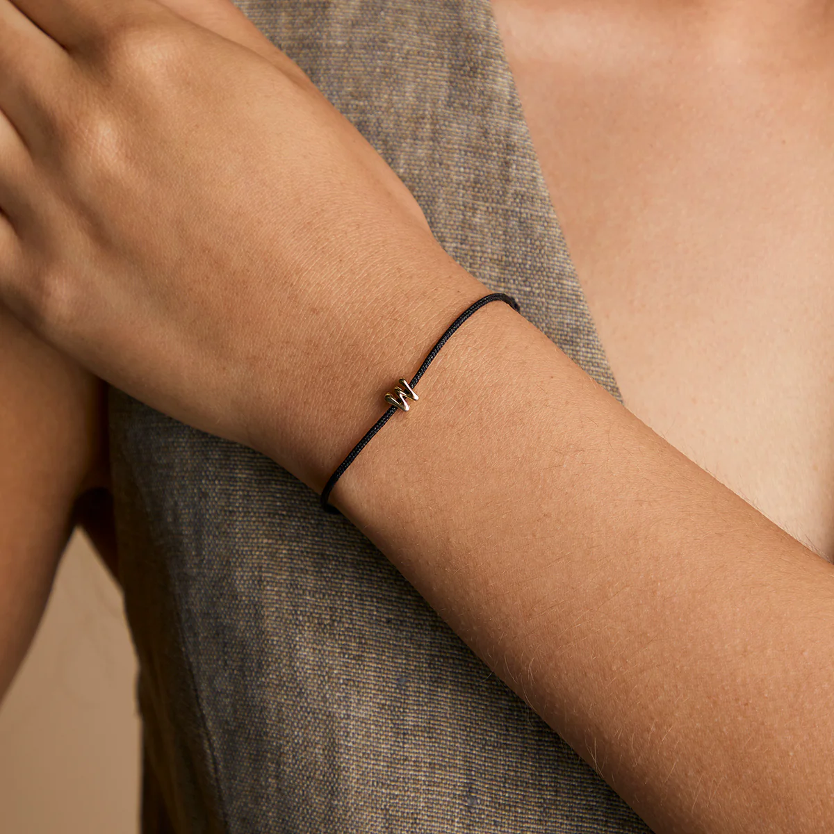 W Initial Click Charm in Solid Gold - Image 2