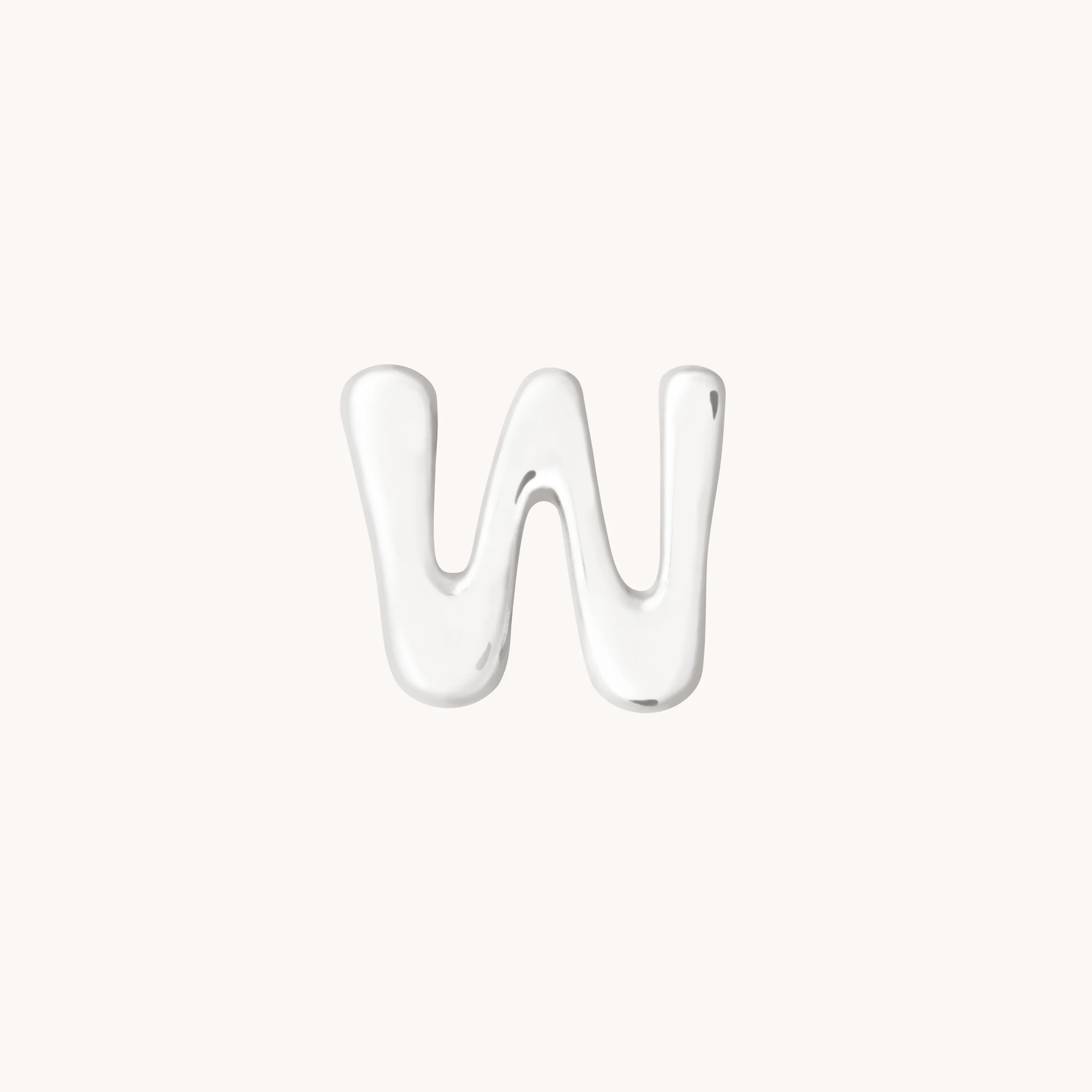 W Initial Click Charm in Solid White Gold