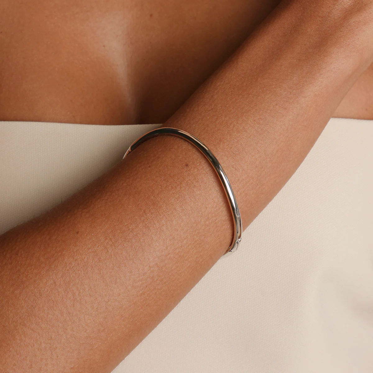 Wave Bangle in Silver - Image 2