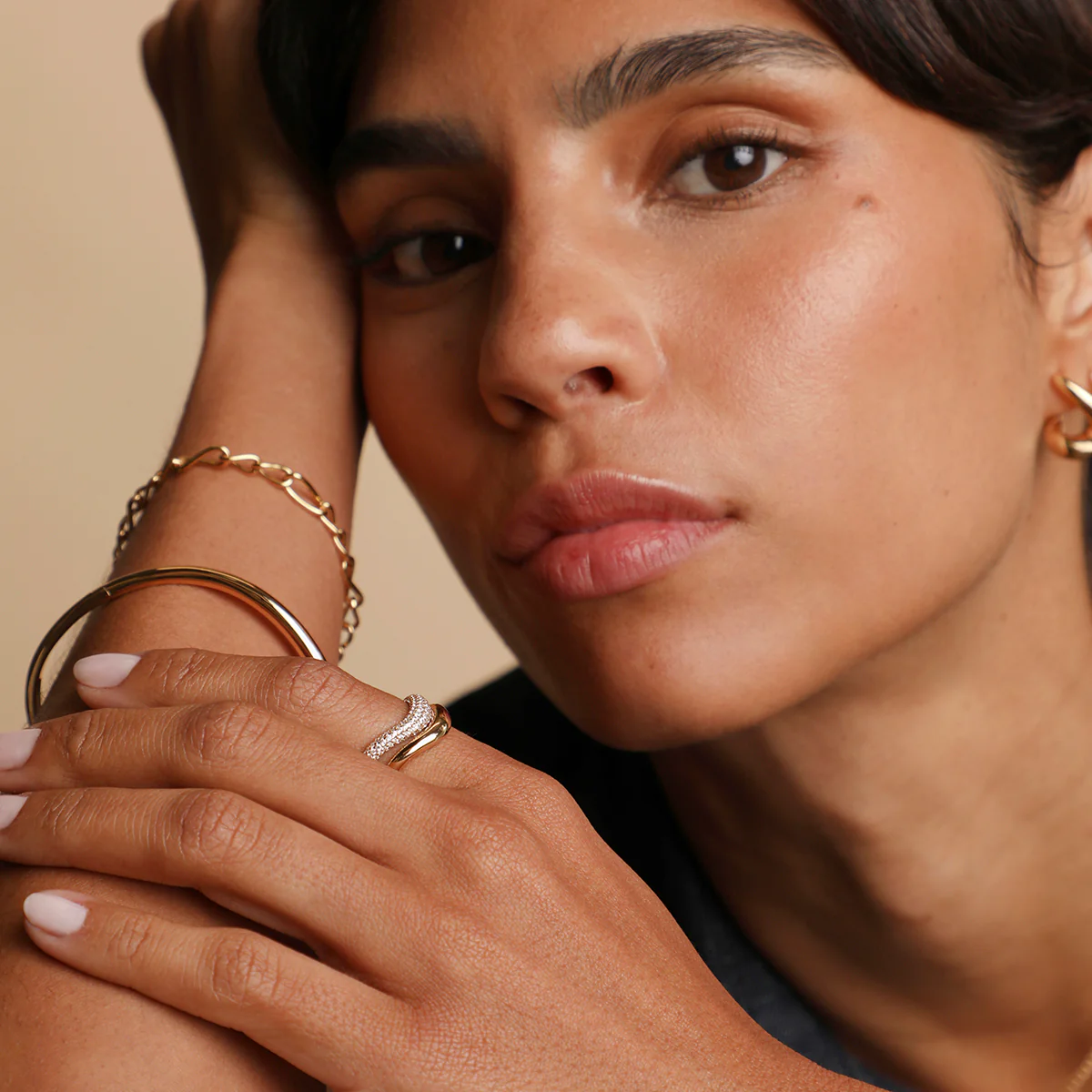 Wave Crystal Ring in Gold - Image 6