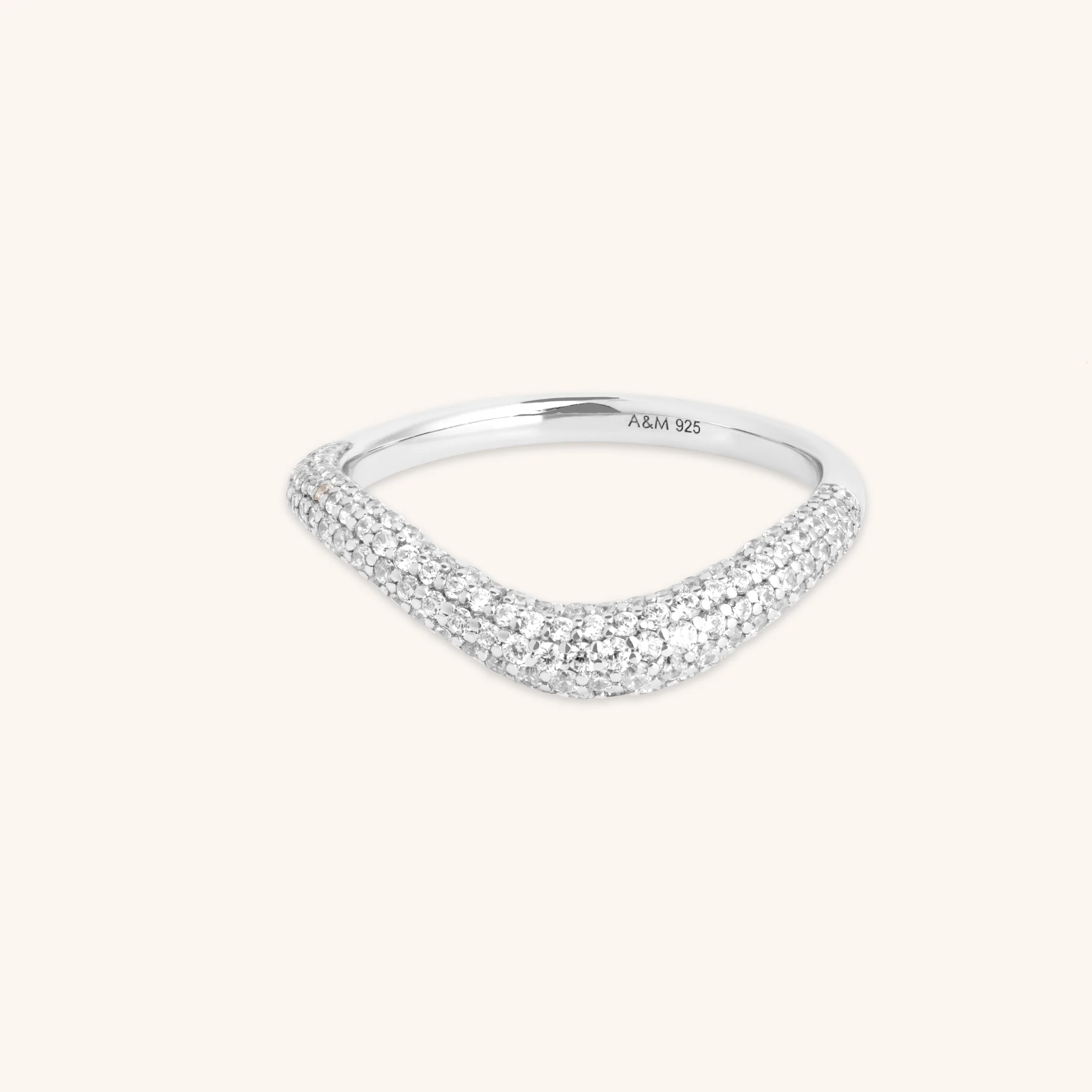 Wave Crystal Ring in Silver