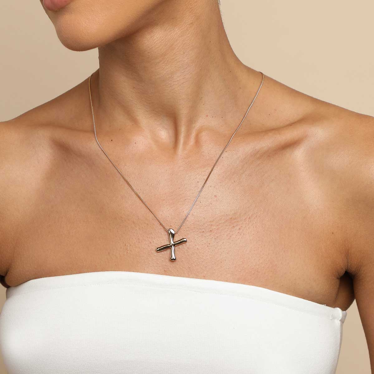 X Initial Bold Pendant Necklace in Gold - Image 2