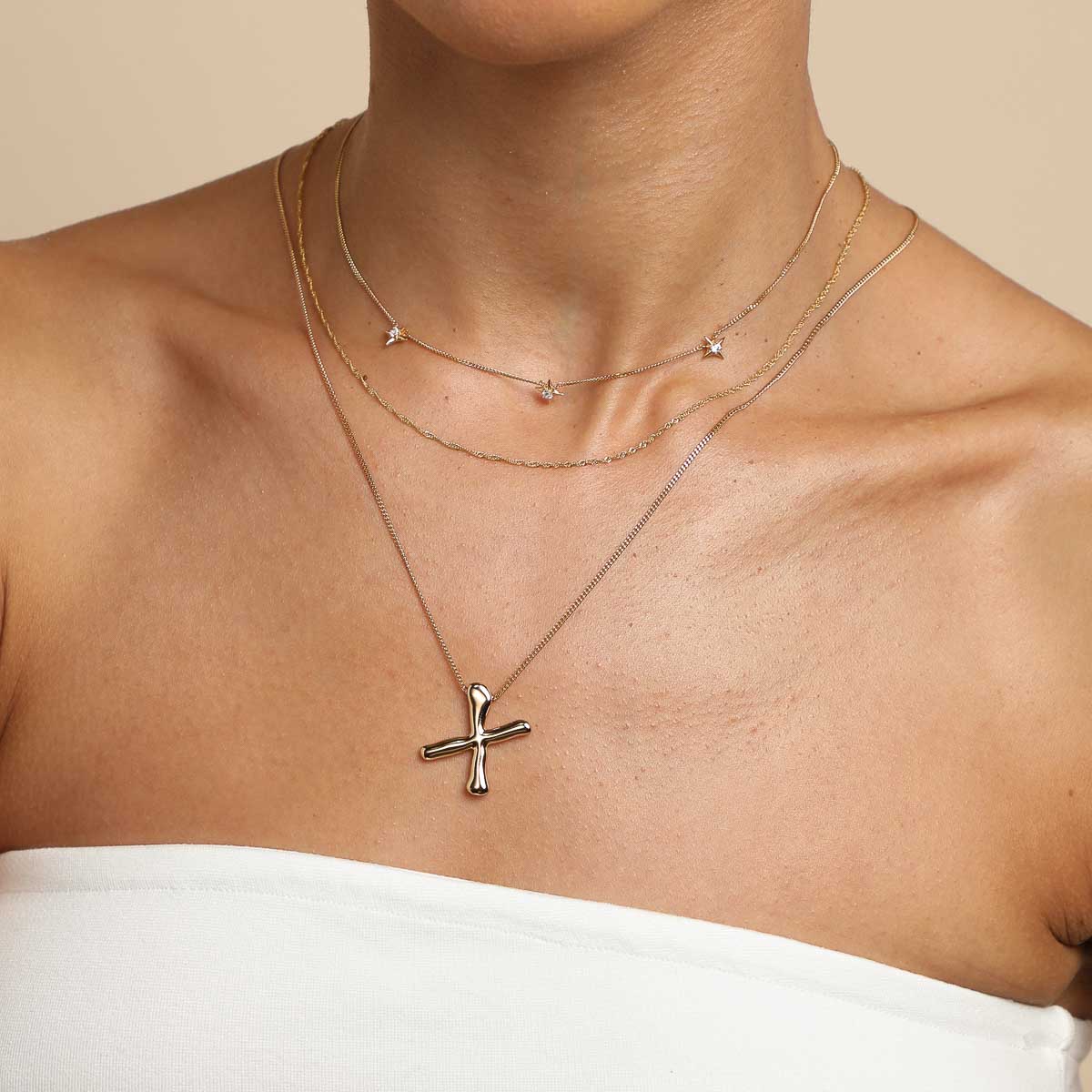 X Initial Bold Pendant Necklace in Gold - Image 3