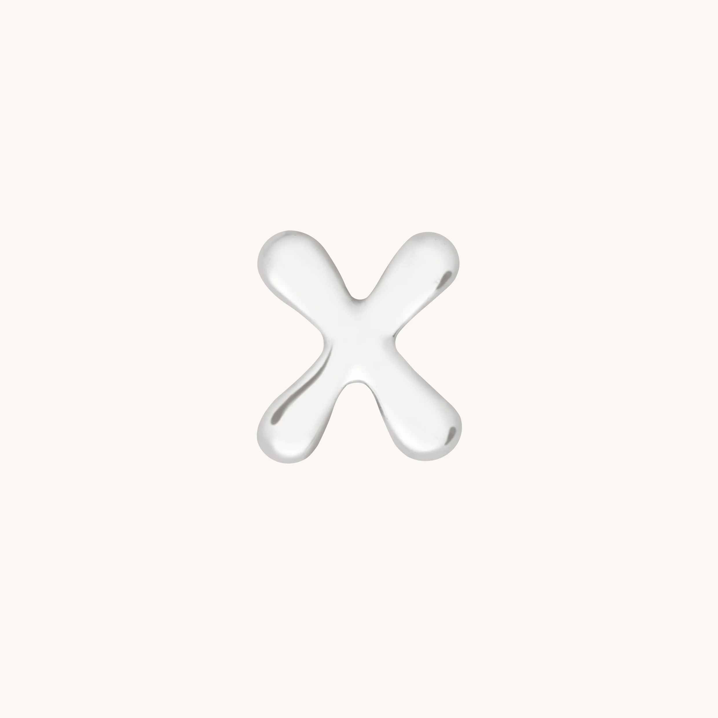 X Initial Click Charm in Solid White Gold