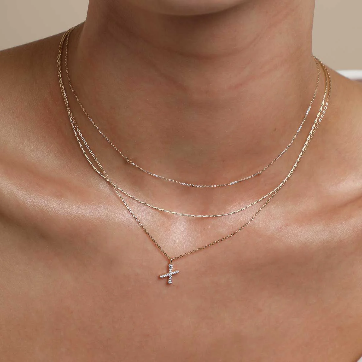 X Initial Pavé Pendant Necklace in Gold - Image 3