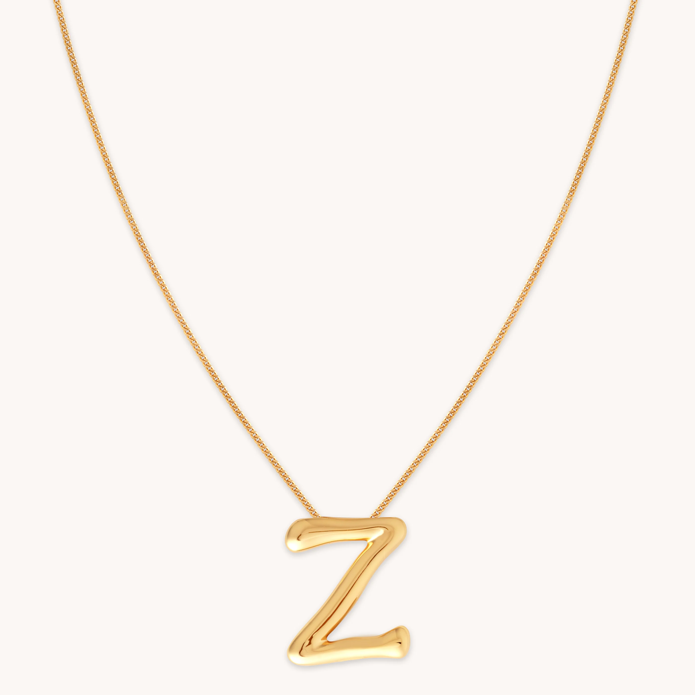 Z Initial Bold Pendant Necklace in Gold