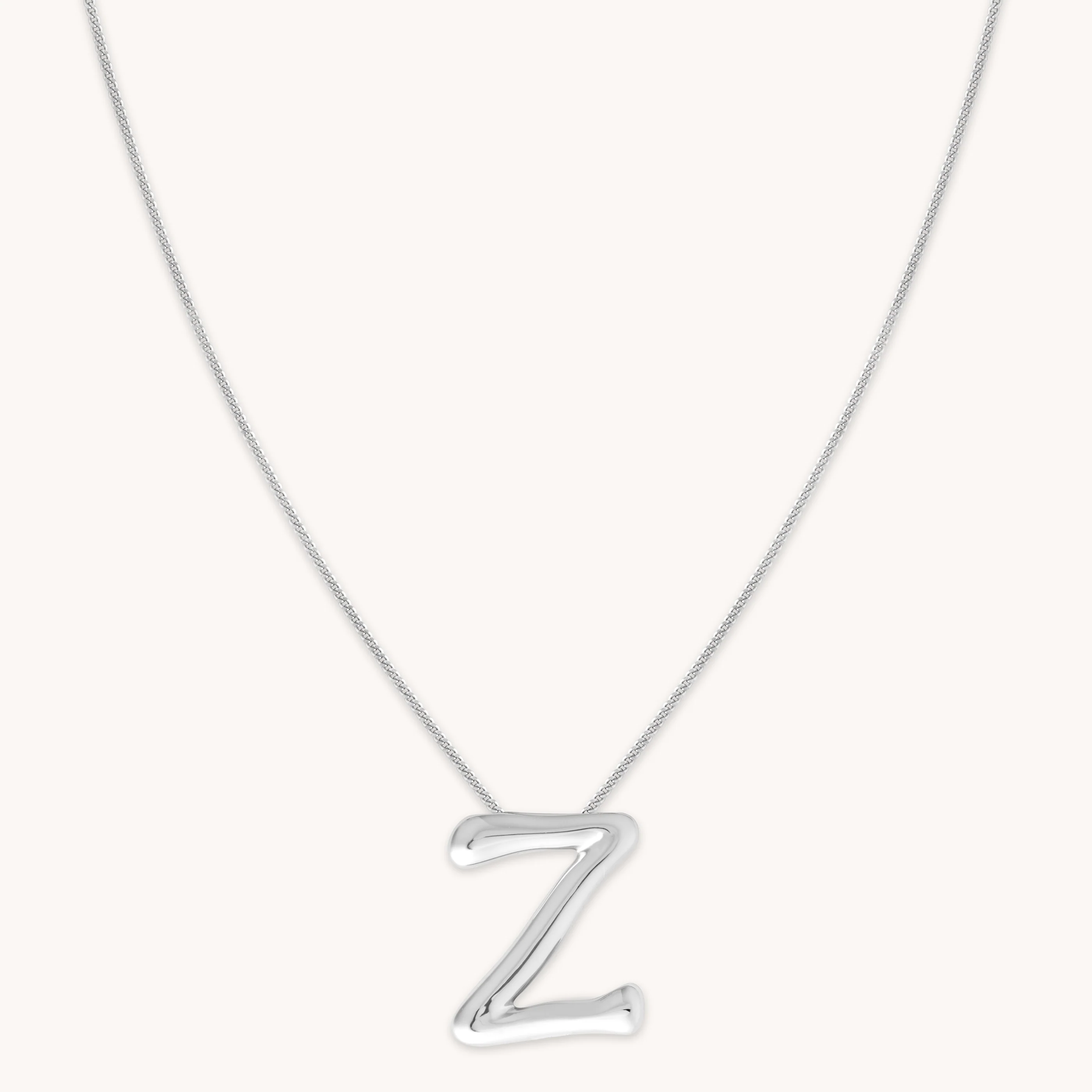 Z Initial Bold Pendant Necklace in Silver