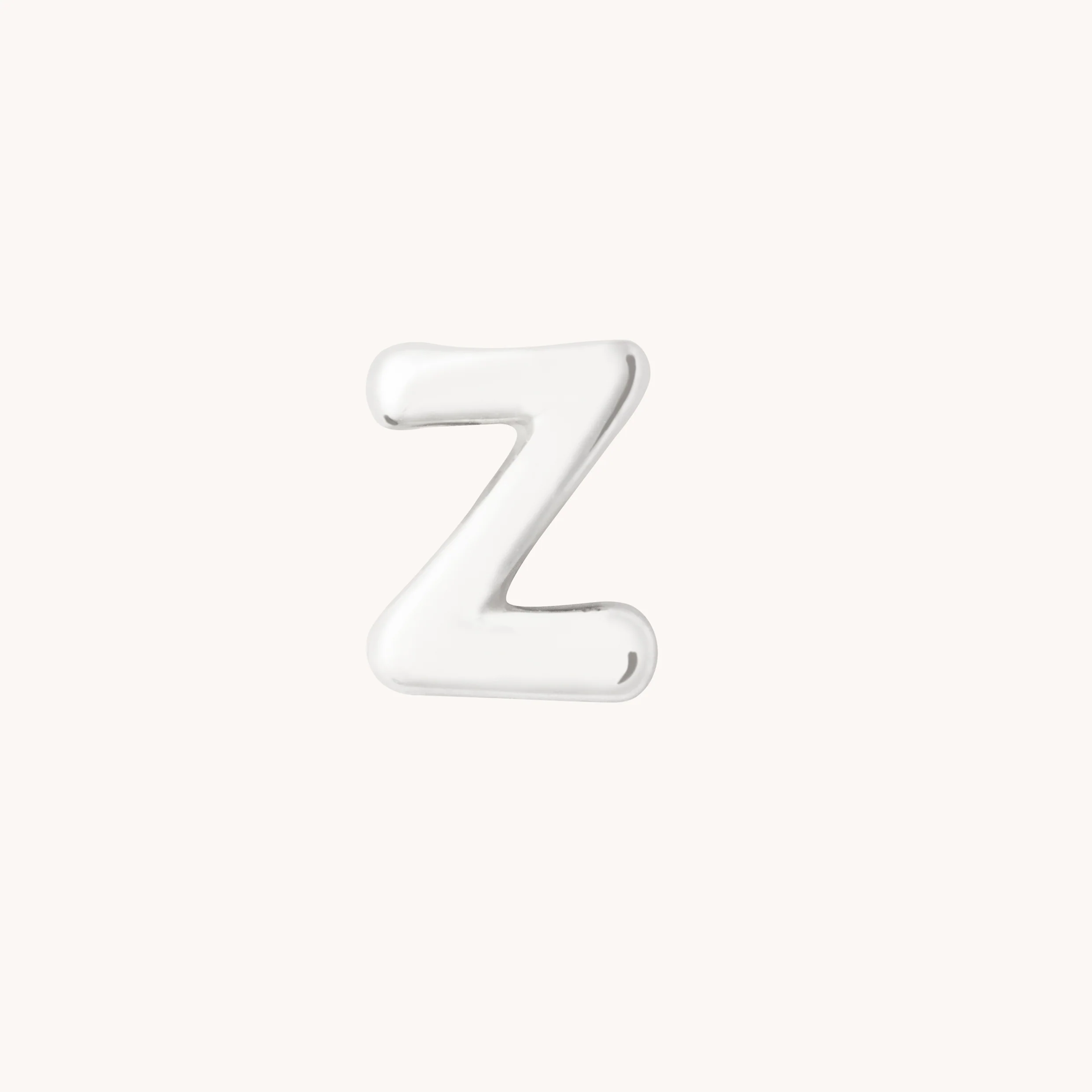 Z Initial Click Charm in Solid White Gold